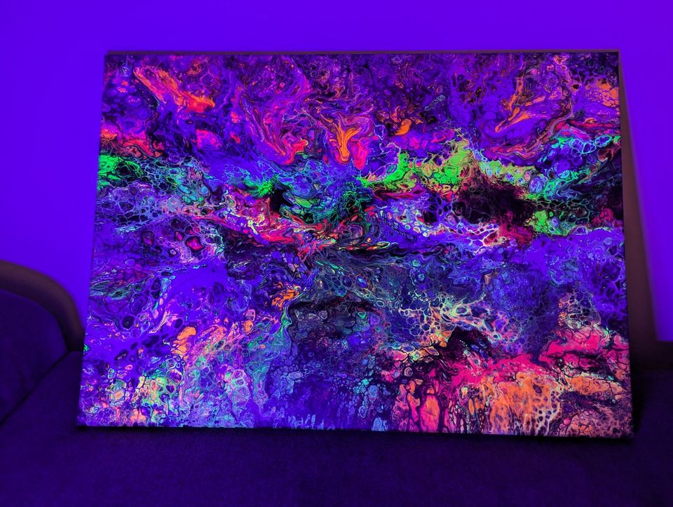 Kunst Gemälde Neon UV Bild Schwarzlicht Wandbild bunt in Solingen