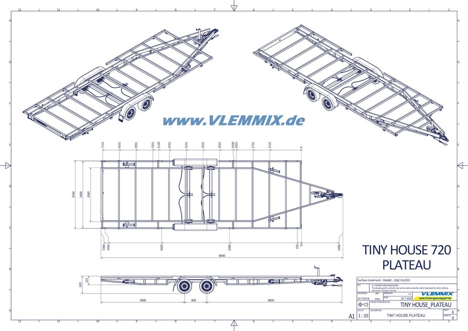 TH720 TINY HOUSE Plattform Anhänger 3,5t. VLEMMIX WERKSVERKAUF in Königsdorf