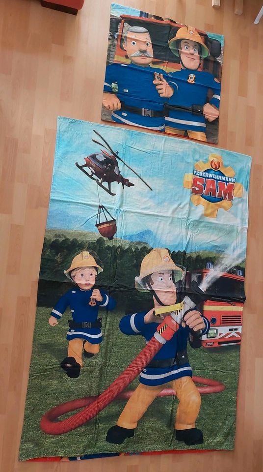 2x Feuerwehrmann Sam Bettwäsche 135 x 200 + Kissen & Fleccedecke in Missen-Wilhams