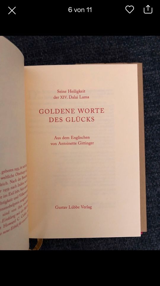 Seine Heiligkeit Dalai Lama Worte des Glücks Lübbe Verlag in Köln