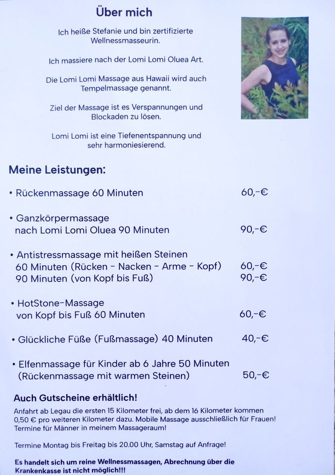 Mobile Massage Rückenmassage Ganzkörpermassage Lomi Lomi Oluea in Dietmannsried