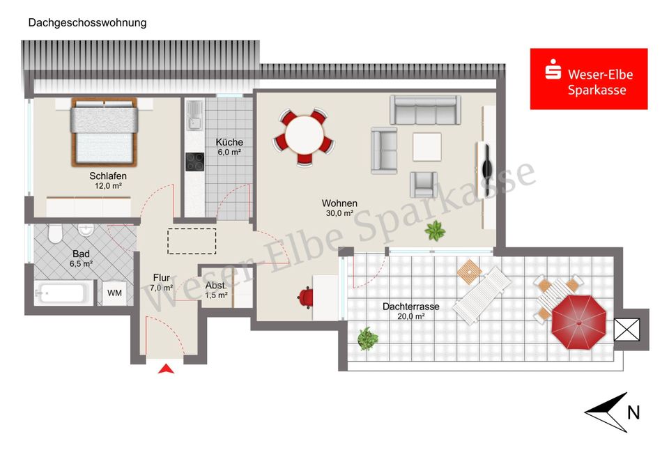 Über den Dächern Wulsdorfs mit 20 m² Dachterrasse in Bremerhaven