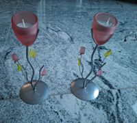2 Teelichthalter in Blumenform Deko Metall Glas rose Bayern - Mühldorf a.Inn Vorschau