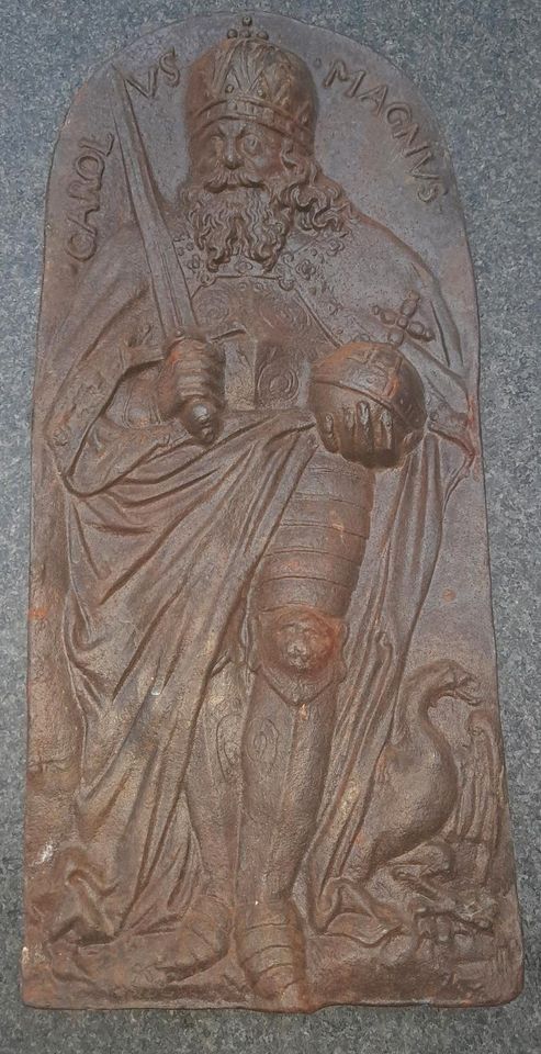 Karl der Große König Antik Kunst Schwere Eisenplatte Relief Rost in Köln