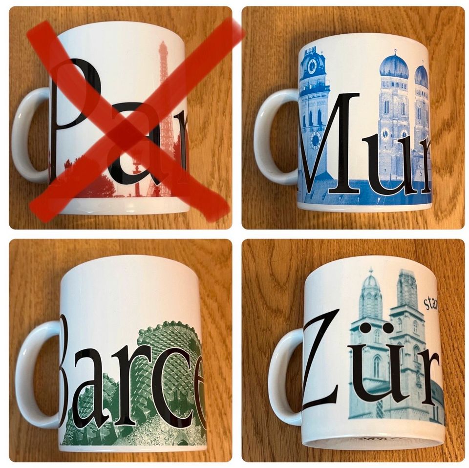 Starbucks City Mugs Tassen Barcelona, Zürich, München in Kusterdingen