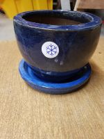 Blumenübertopf blau, glasierte Keramik mit Untersetzer - frosts. Bayern - Augsburg Vorschau