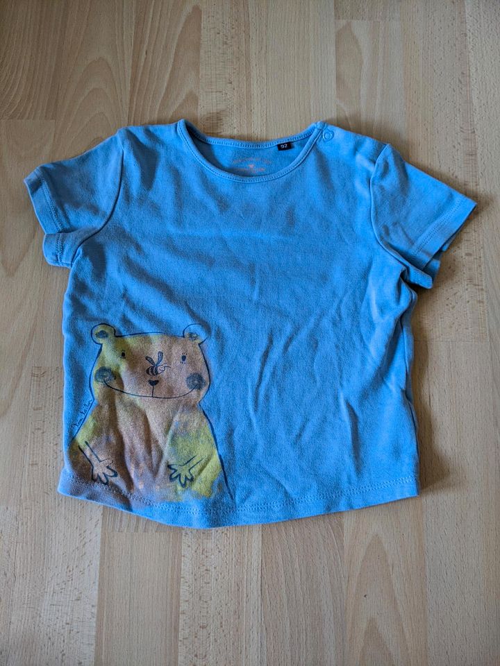 Tom Tailor T-Shirt blau Gr. 92 Mädchen Herz-Knopf Biene in Hennef (Sieg)