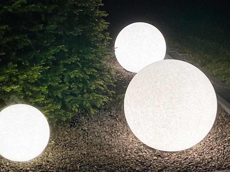 LED Leuchtkugel Gartenleuchte Kugelleuchte 230V innen außen Ø 20/30/40/50/60 cm IP65 Granitoptik Steinoptik Außenbeleuchtung Gartenbeleuchtung in Lünen