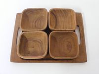 4er Snackschalen Set mit Tablett Holz Servier-Set Teak ? Vintage Niedersachsen - Bippen Vorschau