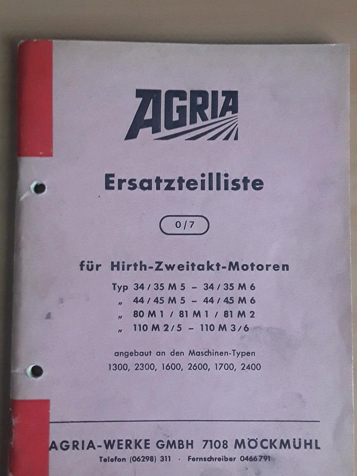 Agria Ersatzteilliste ( Hirth -Zweitakt-Motor) in Niddatal