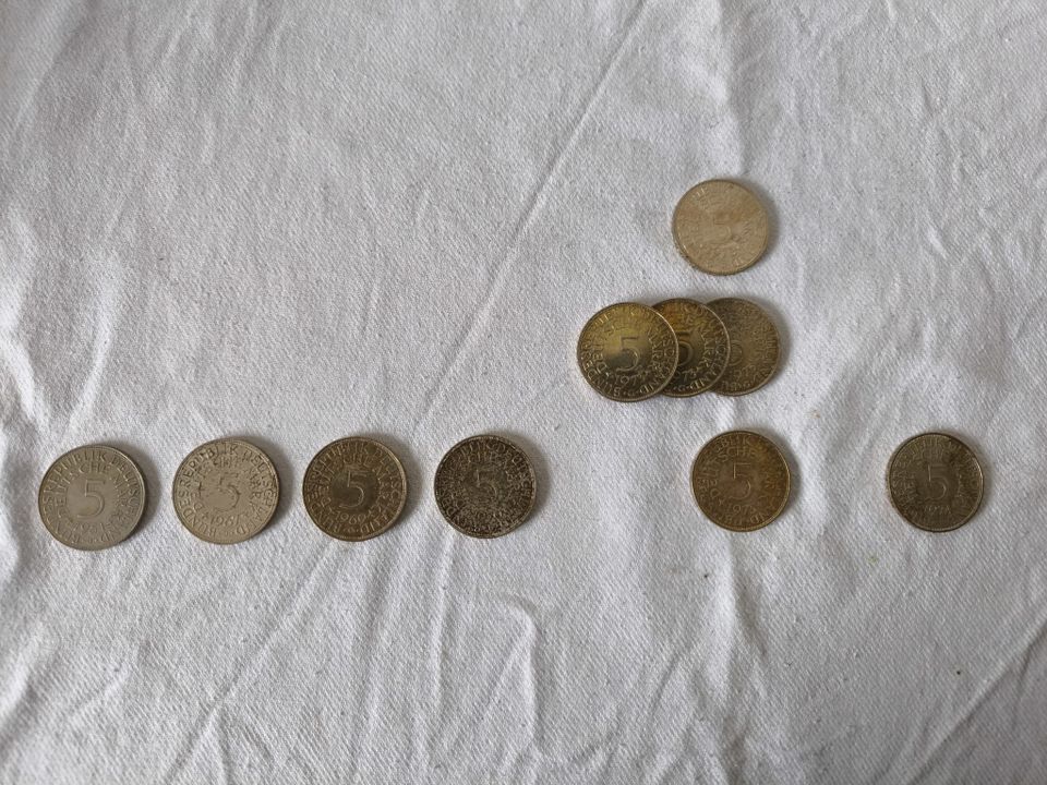 Alte 5 DMark Münzen 1951-1974 (nur zusammen) in Lüdenscheid