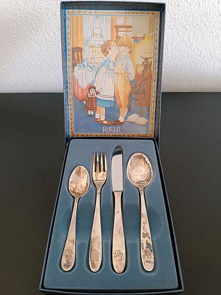 Silber Besteck von Reiner, 4 Teile, 90 Sterling, Kinderbesteck in Buchloe