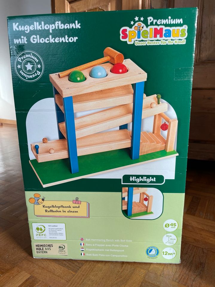 Holz Kugelklopfbank mit Glockentor / Kugelklopfbahn / Spielmaus in Ottobeuren