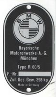 Typenschild BMW Typ R60/5, Alu, Blanko, Neu, Motorrad Nordrhein-Westfalen - Kalletal Vorschau