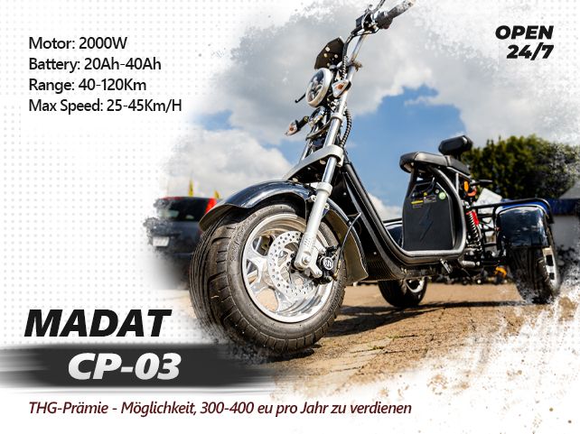 MADAT CP 3 E CHOPPER E SCOOTER EROLLER 40AH 45KM/H DOPPELBATTERIE in Bielefeld