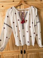 Bluse 34 XS boho hippie ethno H&M weiß blau Hessen - Habichtswald Vorschau