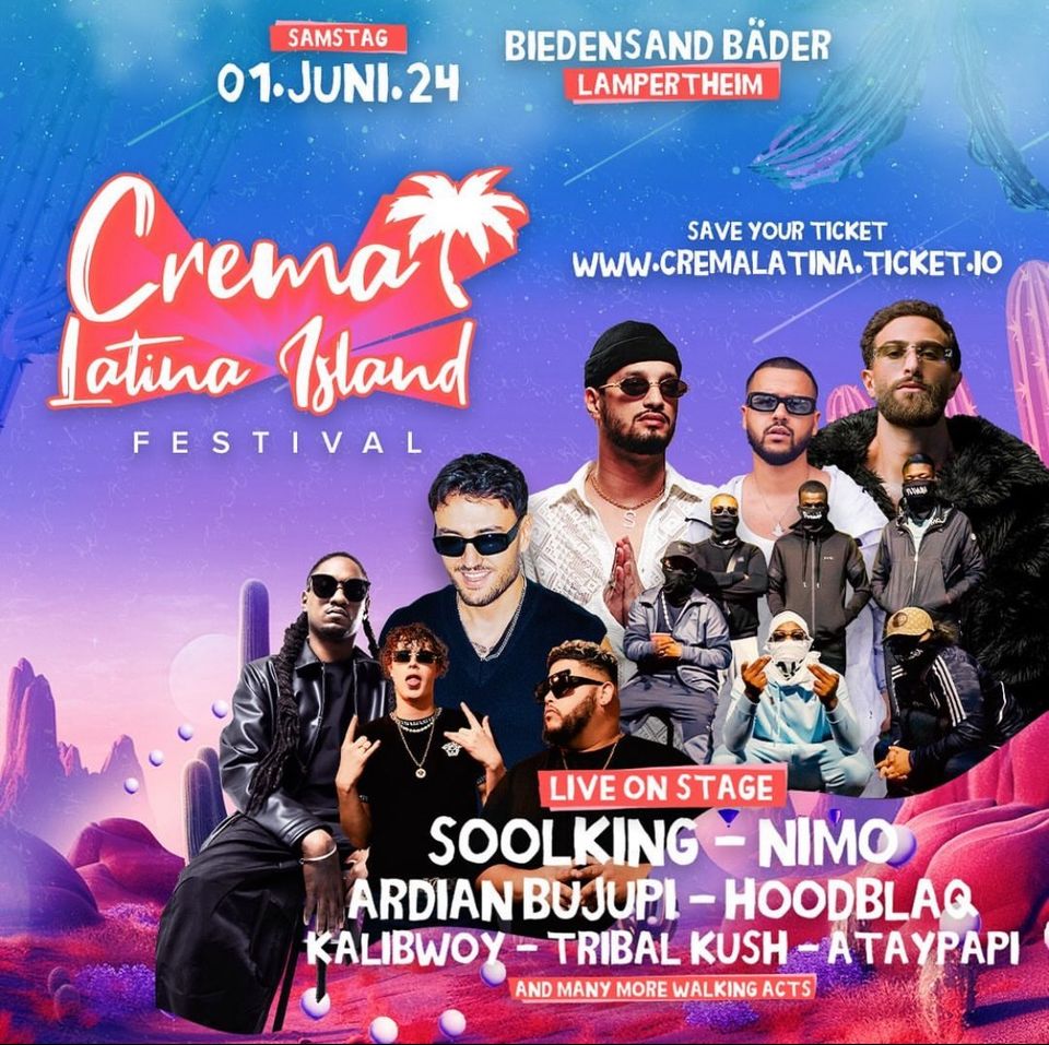 2 Tickets für das Crema Latina Island Festival am 1. Juni in Sindelfingen