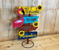 WELCOME TO OUR PARADISE FLAMINGO SCHILD METALL GARTEN POOL BALKON Nordrhein-Westfalen - Hamm Vorschau