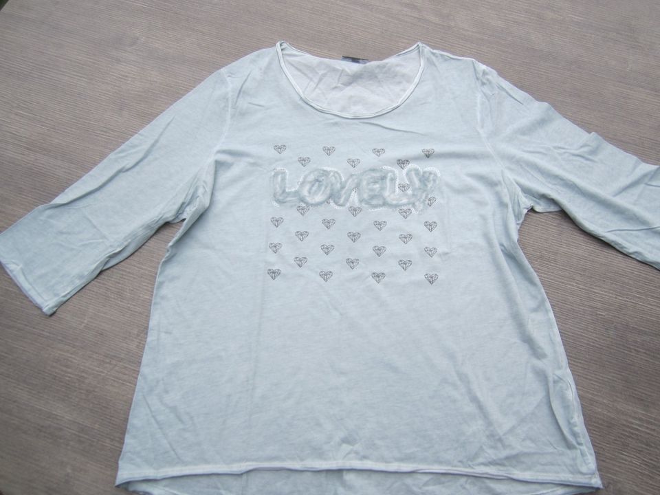 Grau-blaues Shirt von Street One mit 3/4 Arm Aufschrift Love, 44 in Mülheim (Ruhr)