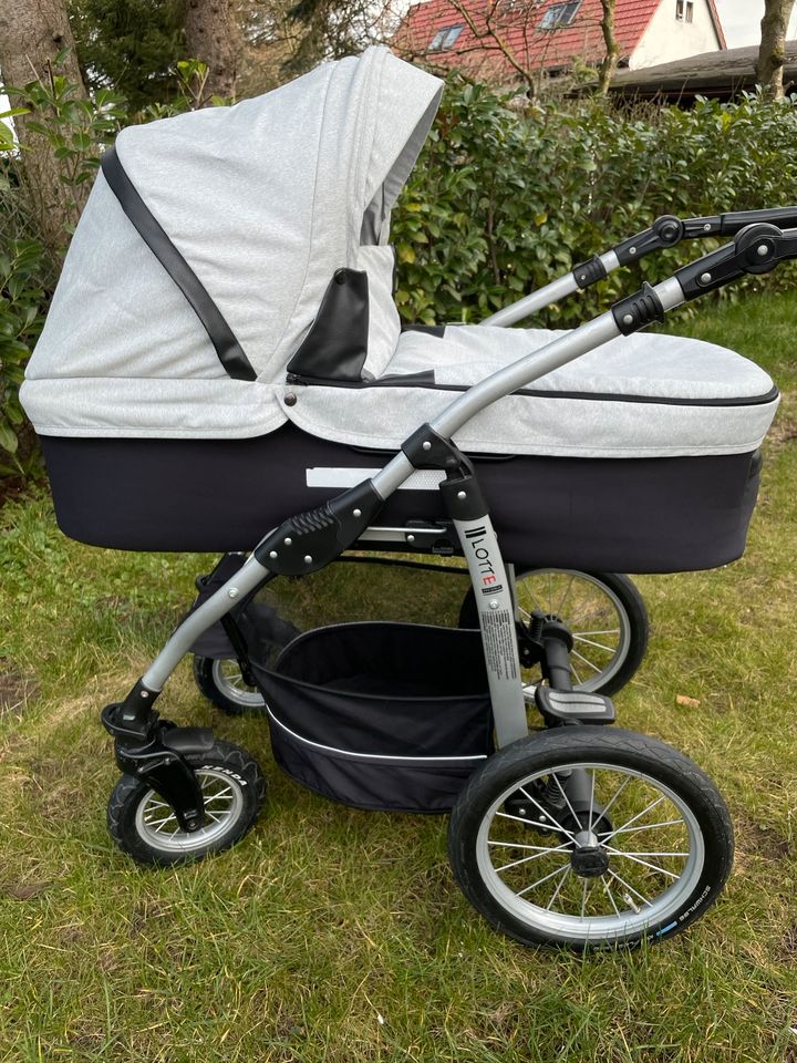 JEDO LOTTE DÄNISCHER KINDERWAGEN XXL WANNE SITZKISSEN GRAU NEUW in Dresden