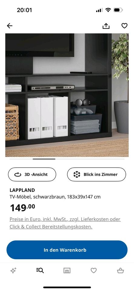 TV Wohnwand Ikea  Kallax Lappland Schwarz in Hamburg