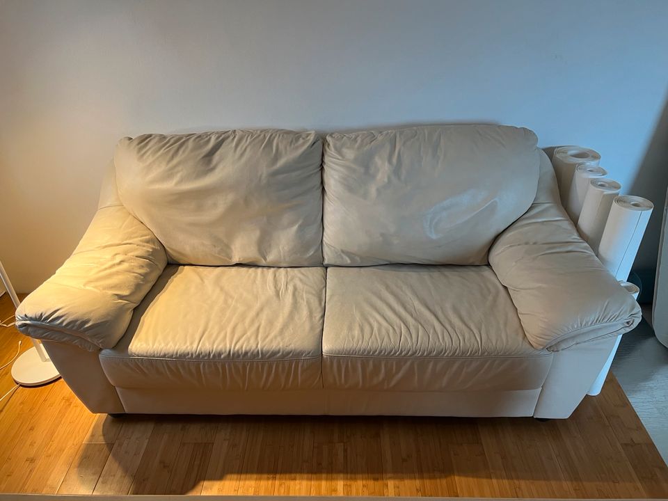 Ikea Echtleder Sofa in Beige in Düren