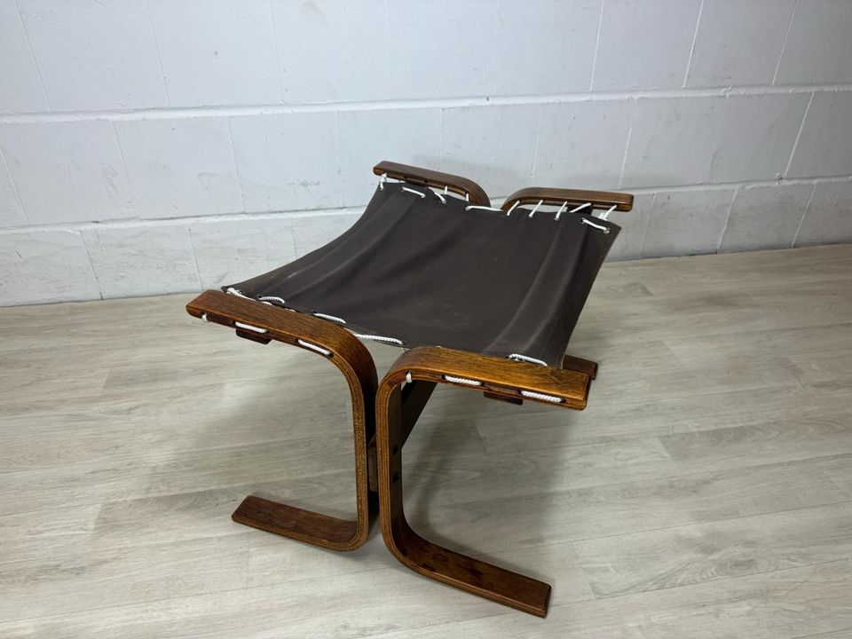 Vintage Teak Hocker Leder Norwegen 70er Rykken Rybo 60er in Delmenhorst