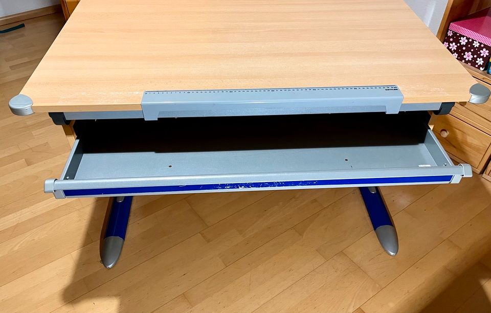 Kettler Schreibtisch blau höhenverstellbar in Wöllstadt