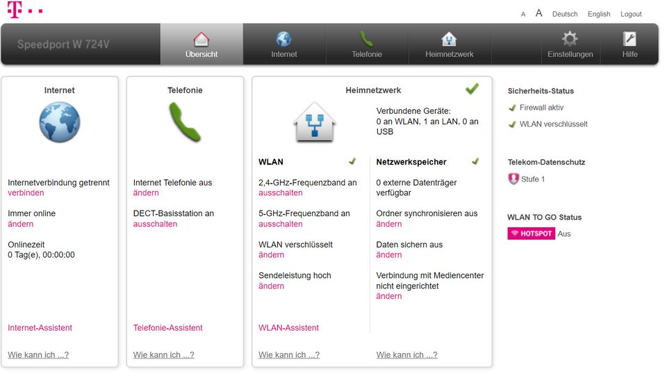 Telekom Speedport W 724V Typ C 1300Mbit/s 4-Port DSL WLAN-Router in Übersee