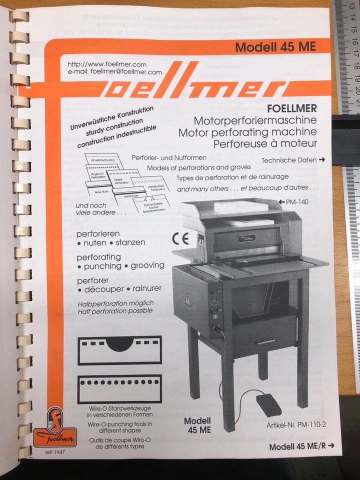 Foellmer 45 ME elektrische Nutmaschine, Perforiermaschine in Köln