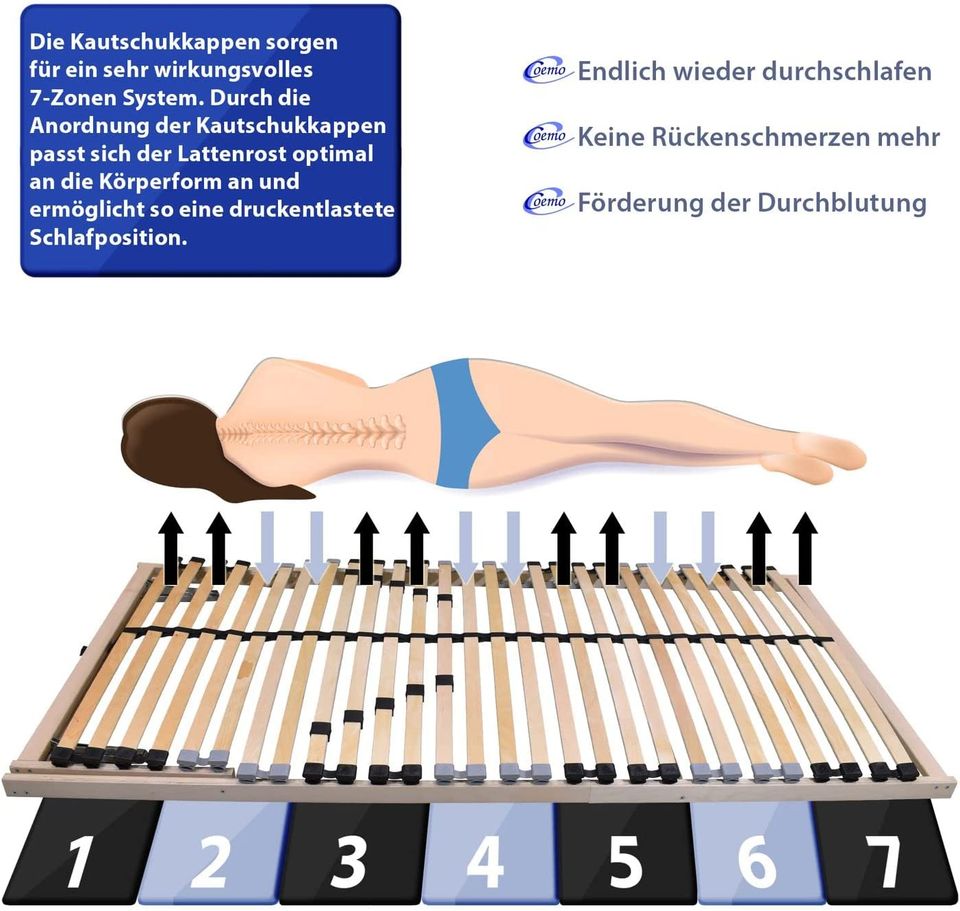 Lattenrost Ergo 100x200 7 Zonen von Coemo NEU in Wendeburg