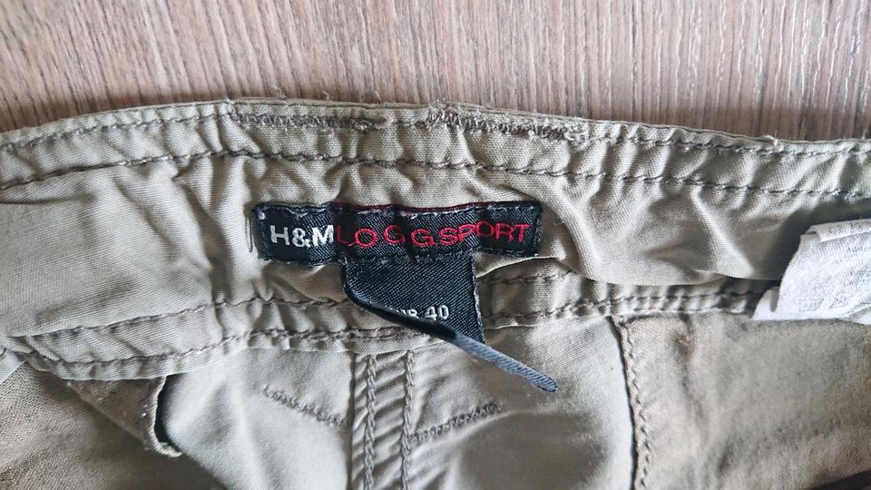 Neuw. H&M Sports Damenhose Gr 40 khaki Stoffhose weites Bein grau in Oebisfelde-Weferlingen