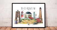 BORKUM Insel Kunstdruck mit Rahmen, Nordsee, Weihnachtsgeschenk Niedersachsen - Borkum Vorschau