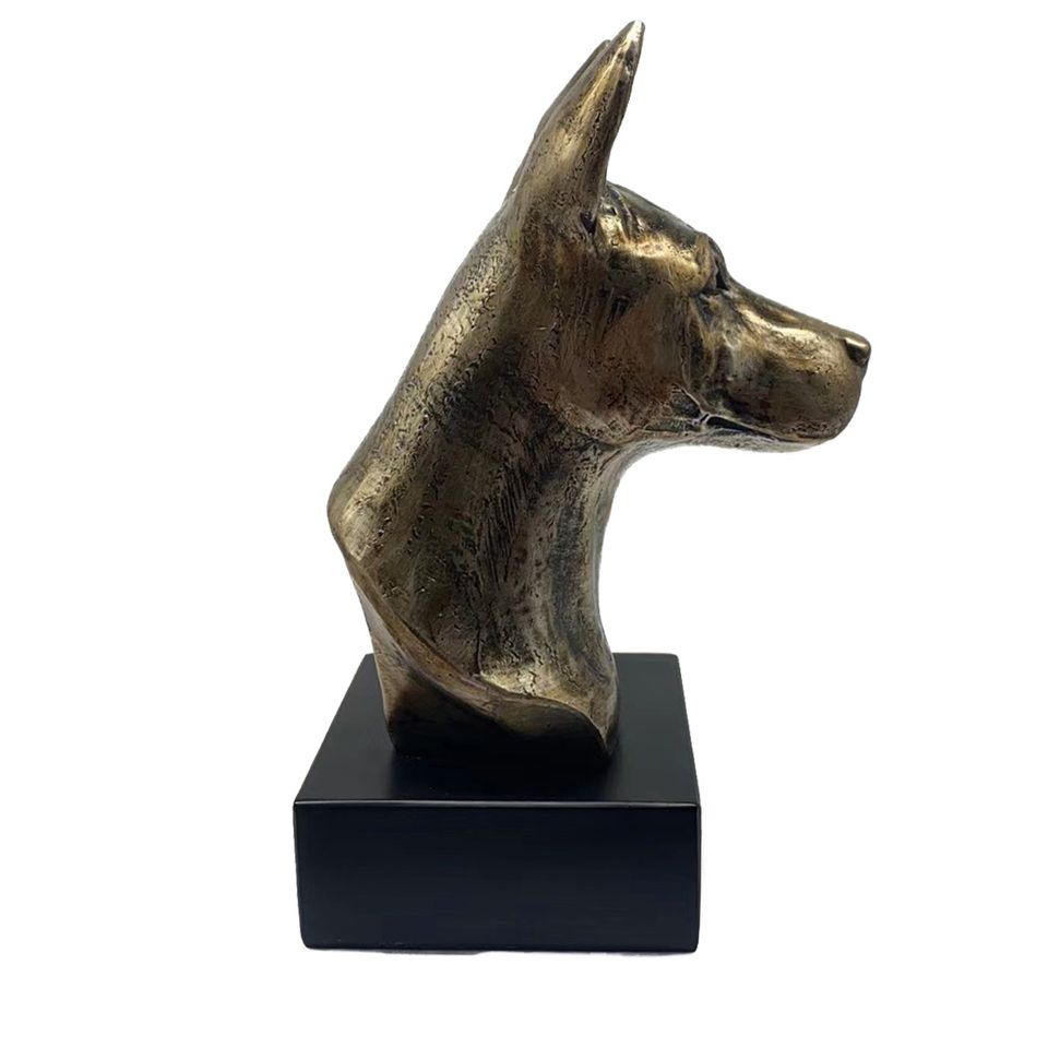 Hund Statue mit Gravur 17 Basenji, Bronze, Harz, Skulptur, Figur in Karben