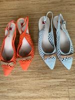 Slingpumps in Gr 40 - geflochten in Orange und Weiß Slingbacks Kr. München - Grünwald Vorschau