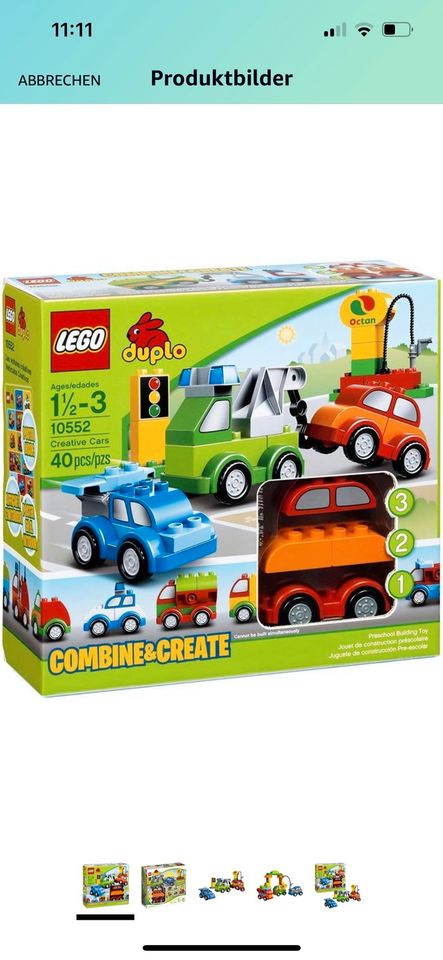 Lego Duplo Fahrzeuge Kreativset Autos Tankstelle wie neu in Mudenbach