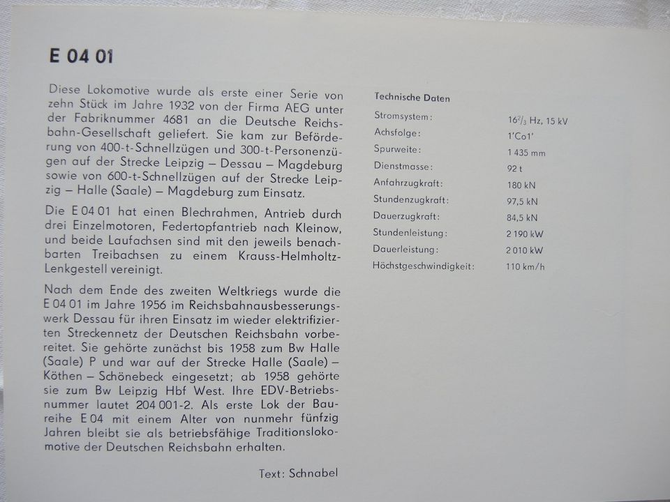 Bildermappe 1. Deutsche Fern Eisenbahn, Leipzig/Dresden,1839-1989 in Bad Bodenteich