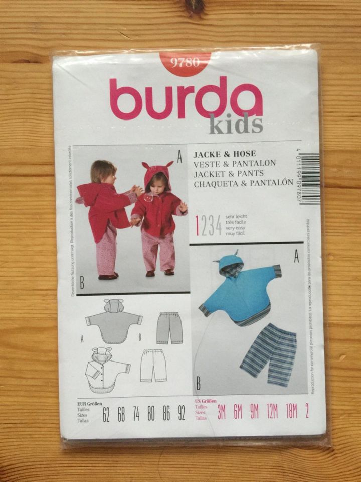 Burda Kids Schnittmuster 9780 Jacke Teddyohren & Hose ungeöffnet in Bielefeld
