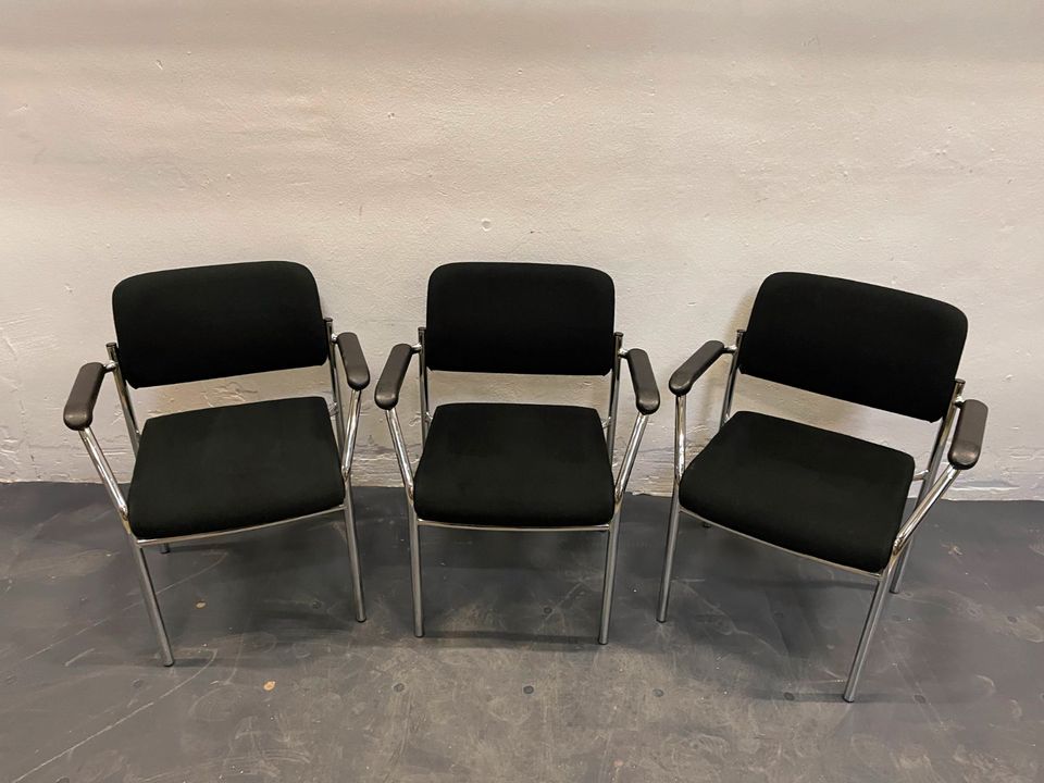 ❗️6x Malscher Sitzmöbel Vierfuß Schwarz Konferenzstuhl Stapelstuhl Bürostuhl Büro Besprechungsstuhl Sitzungsstuhl Besucherstühle Eventstühle Kantinenstühle Büromöbel Design Stühle Hochwertig Lieferbar in Linden