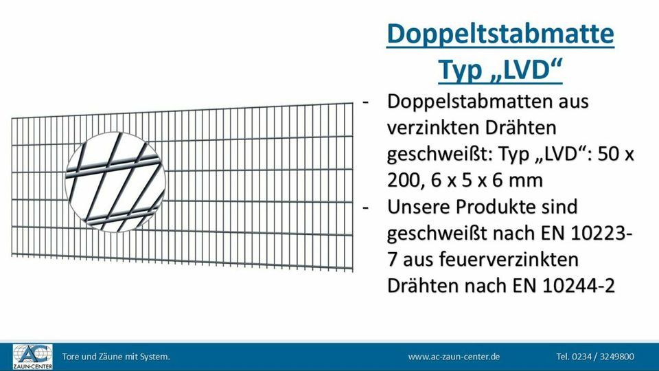 35m Zaun Set 2,03 hoch Doppelstabmattenzaun Gartenzaun NR.17 in Bochum