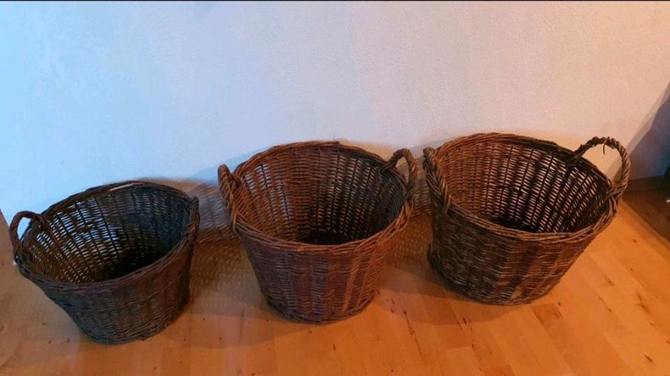 XXL 3 KÖRBE DEKO OSTERN VINTAGE WEIDEN KORB DEKOKORB RATTAN in Riemerling