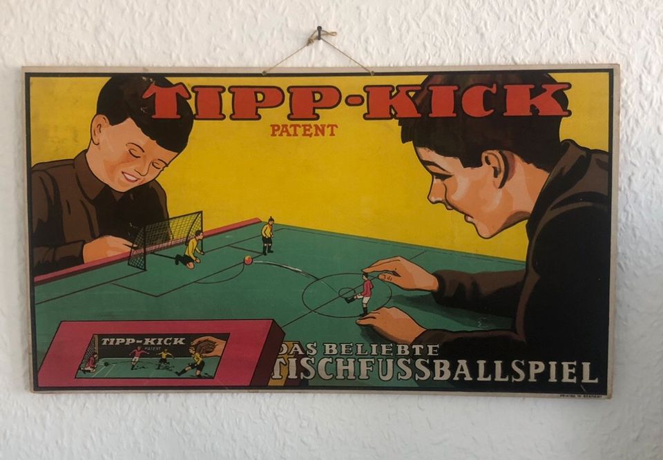 Tipp-Kick Patent 100 Jahre Werbetafel Werbeplakat Spielzeugmuseum in Salzgitter