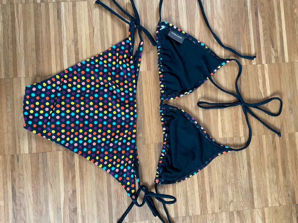 Pieces Bikini Gr. 36 bunt Punkte Neckholder Bänder Schnüre in Heidenheim an der Brenz