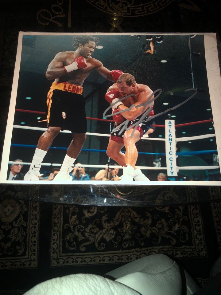 Lennox Lewis vs Tommy the Duke Morrison Autogramm in Halle