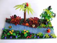Lego MOC Dschungel mit Fluß Schimpansen Papagei Pflanzen Urwald Nordrhein-Westfalen - Lohmar Vorschau