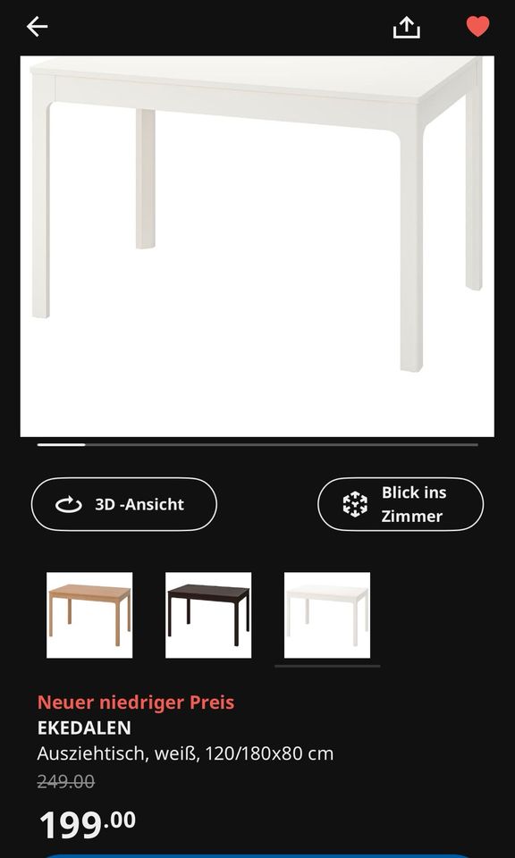 IKEA Ekedalen Tisch weiß ausziehbar 120/180x80cm in Filderstadt