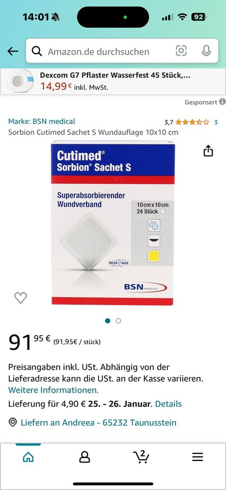 Neu und OVP Cutimed Sorbion Sachet S in Taunusstein