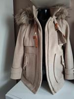 ZARA Winterjacke Mantel Wolle warm Fellkapuze beige Gr. 36 TOP! Bayern - Gersthofen Vorschau