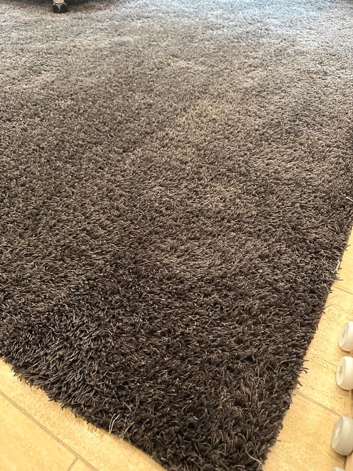 Hochflor Teppich anthrazit 400 x 570 cm zuschneidbar in Helsa