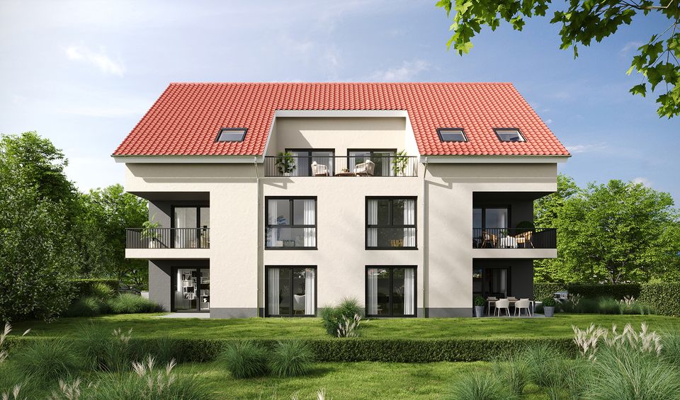 Moderne 2-Zi.-Wohnung mit viel Licht und großer Gartenterrasse mit Blick auf den Pfälzerwald in Edesheim (Pfalz)